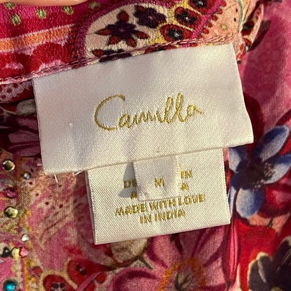 Camilla Silk Pink Paisley Embellished Skirt Size M - Picture 6 of 6